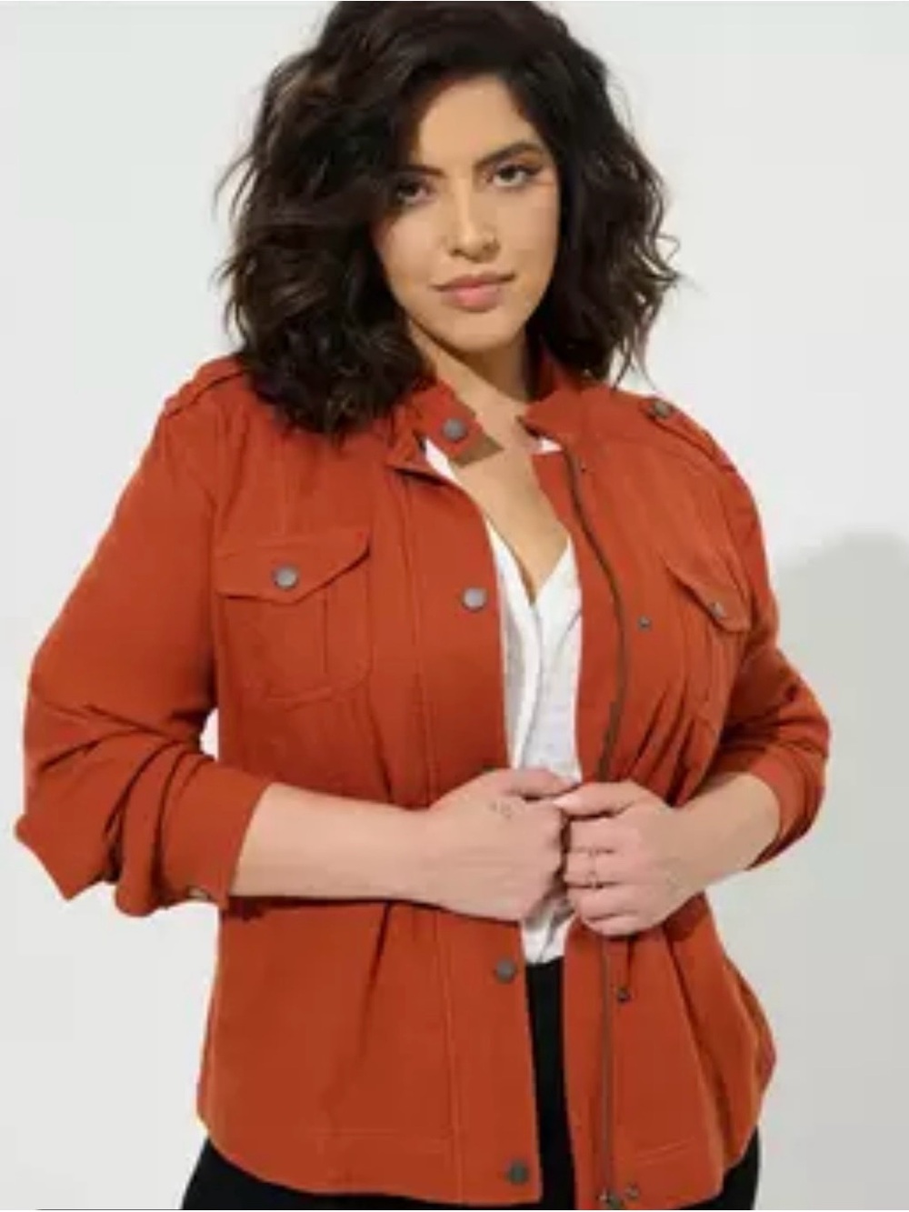 Torrid Double Gauze Fold Utility Jacket in Rust
